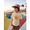 LCW Kids Sarı Bisiklet Yaka Baskılı Erkek Çocuk Tişört