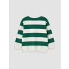 LCW Kids Ekru Bisiklet Yaka Çizgili Erkek Çocuk Sweatshirt