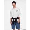 LCW Kids Ekru Bisiklet Yaka Baskılı Erkek Çocuk Sweatshirt