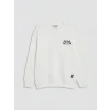 LCW Kids Ekru Bisiklet Yaka Baskılı Erkek Çocuk Sweatshirt