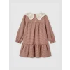 LCW Kids Turuncu Bebe Yaka Ekose Kız Çocuk Gabardin Elbise