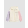 LCW Kids Ekru Kapüşonlu Kız Çocuk Fermuarlı Sweatshirt
