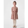 LCW Kids Ekru Bisiklet Yaka Çiçekli Kız Çocuk Elbise