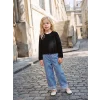 LCW Kids İndigo Wideleg Nakışlı Kız Çocuk Jean Pantolon