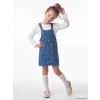 LCW Kids İndigo Fiyonk Desenli Kız Çocuk Jean Salopet Elbise