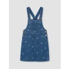 LCW Kids İndigo Fiyonk Desenli Kız Çocuk Jean Salopet Elbise
