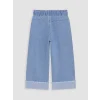 LCW Kids İndigo Wideleg Nakışlı Kız Çocuk Jean Pantolon