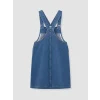 LCW Kids İndigo Fiyonk Desenli Kız Çocuk Jean Salopet Elbise