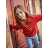 LCW Kids Kırmızı Polo Yaka Kız Çocuk Kalın Sweatshirt