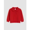 LCW Kids Kırmızı Polo Yaka Kız Çocuk Kalın Sweatshirt
