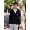 LCW Kids Siyah Kapüşonlu Erkek Çocuk Fermuarlı Sweatshirt