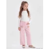 LCW Kids Pembe Wideleg Kız Çocuk Nakışlı Pantolon