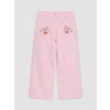 LCW Kids Pembe Wideleg Kız Çocuk Nakışlı Pantolon