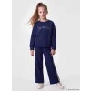 LCW Kids Lacivert Taşlı Kız Çocuk Soft Touch Takım