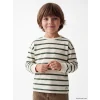LCW Kids Haki Bisiklet Yaka Çizgili Erkek Çocuk Tişört