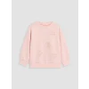 LCW Kids Pembe Bisiklet Yaka Nakışlı Kız Çocuk Sweatshirt