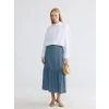 LCW Modest İndigo Beli Lastikli Fırfırlı Jean Etek