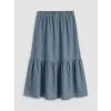 LCW Modest İndigo Beli Lastikli Fırfırlı Jean Etek