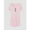 LCW DREAM Pembe V Yaka Puantiyeli Kadın Şortlu Pijama Takımı