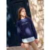 LCW Kids Lacivert Bisiklet Yaka Baskılı Kız Çocuk Sweatshirt