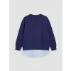 LCW Kids Lacivert Bisiklet Yaka Baskılı Kız Çocuk Sweatshirt
