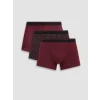 LC WAIKIKI Bordo Pamuklu Esnek Erkek Boxer 3lü