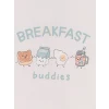 LCW Young Ekru Bisiklet Yaka Baskılı Kadın Kaprili Pijama Takımı