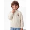 LCW Kids Bej Dik Yaka Baskılı Erkek Çocuk Sweatshirt