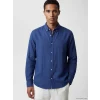 LCW Vision Mavi Regular Fit Keten Karışımlı Erkek Gömlek
