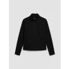 KOOR SPORT Siyah Dik Yaka Parmak Geçmeli Kadın Fermuarlı Sweatshirt