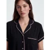 LCW DREAM Siyah Gömlek Yaka Kadın Şortlu Pijama Takımı