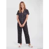 LCW DREAM Siyah Gömlek Yaka Puantiyeli Kadın Pijama Takımı