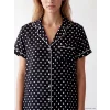 LCW DREAM Siyah Gömlek Yaka Puantiyeli Kadın Pijama Takımı