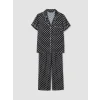 LCW DREAM Siyah Gömlek Yaka Puantiyeli Kadın Pijama Takımı