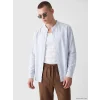 XSIDE Mavi Regular Fit Hakim Yaka Çizgili Poplin Erkek Gömlek