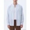 XSIDE Mavi Regular Fit Hakim Yaka Çizgili Poplin Erkek Gömlek