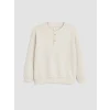LCW baby Beyaz Bisiklet Yaka Düğmeli Erkek Çocuk Sweatshirt