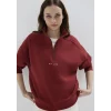 Mavi 1S10533-70411 MVJNS Nakışlı Yarı Fermuarlı Kırmızı Sweatshirt