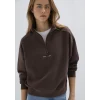 Mavi 1S10533-71603 MVJNS Nakışlı Yarı Fermuarlı Kahverengi Sweatshirt