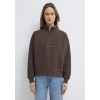 Mavi 1S10533-71603 MVJNS Nakışlı Yarı Fermuarlı Kahverengi Sweatshirt
