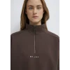 Mavi 1S10533-71603 MVJNS Nakışlı Yarı Fermuarlı Kahverengi Sweatshirt