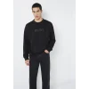 Mavi 0S10551-900 Mavi Logo Baskılı Bisiklet Yaka Siyah Sweatshirt