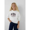Mavi 7S10179-70057 Mavi Logo Baskılı Kapüşonlu Ekru Sweatshirt