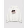 Mavi 7S10179-70057 Mavi Logo Baskılı Kapüşonlu Ekru Sweatshirt
