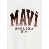 Mavi 7S10179-70057 Mavi Logo Baskılı Kapüşonlu Ekru Sweatshirt