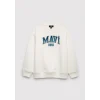 Mavi 6S10218-70057 Mavi Logo Baskılı Ekru Sweatshirt