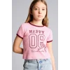 Defacto D8542A8PN253 Pembe Baskılı Fitilli Kaşkorse Tişört Kız Çocuk