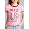 Defacto D8542A8PN253 Pembe Baskılı Fitilli Kaşkorse Tişört Kız Çocuk