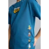 Defacto G8916A8BE376 Mavi %100 Pamuk Stumble Guys New Regular Fıt Bisiklet Yaka Kısa Kollu Tişört Erkek Çocuk
