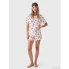 LCW Young Ekru Bebe Yaka Ayıcık Baskılı Kadın Şortlu Pijama Takımı